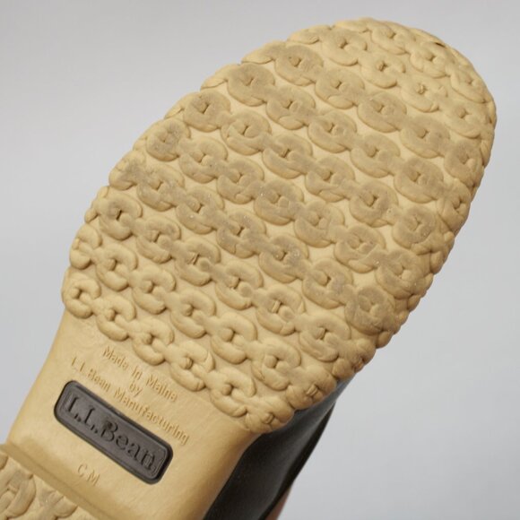 LL Bean Ladies 7 Tan Leather Brown Rubber Short Ankle Duck Boots USA Maine 06009 - Picture 10 of 12
